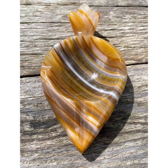 Vintage 1970s Carved Banded Onyx Turtle Ashtray - Picture 2 of 10